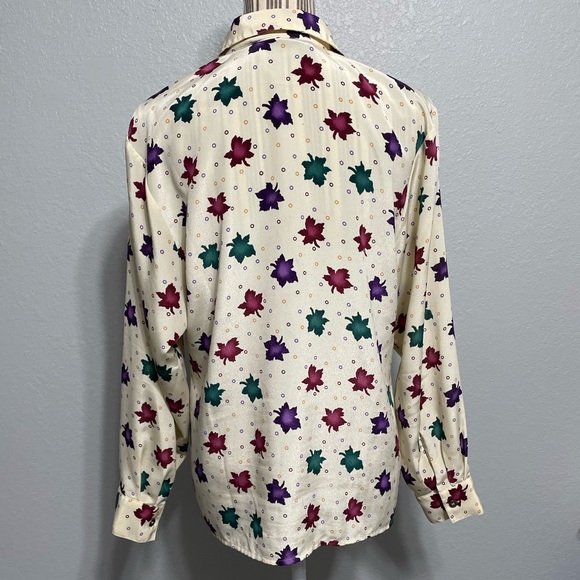 Vintage shirt fall maple leave long sleeve button top blouse size 12 - Picture 9 of 15